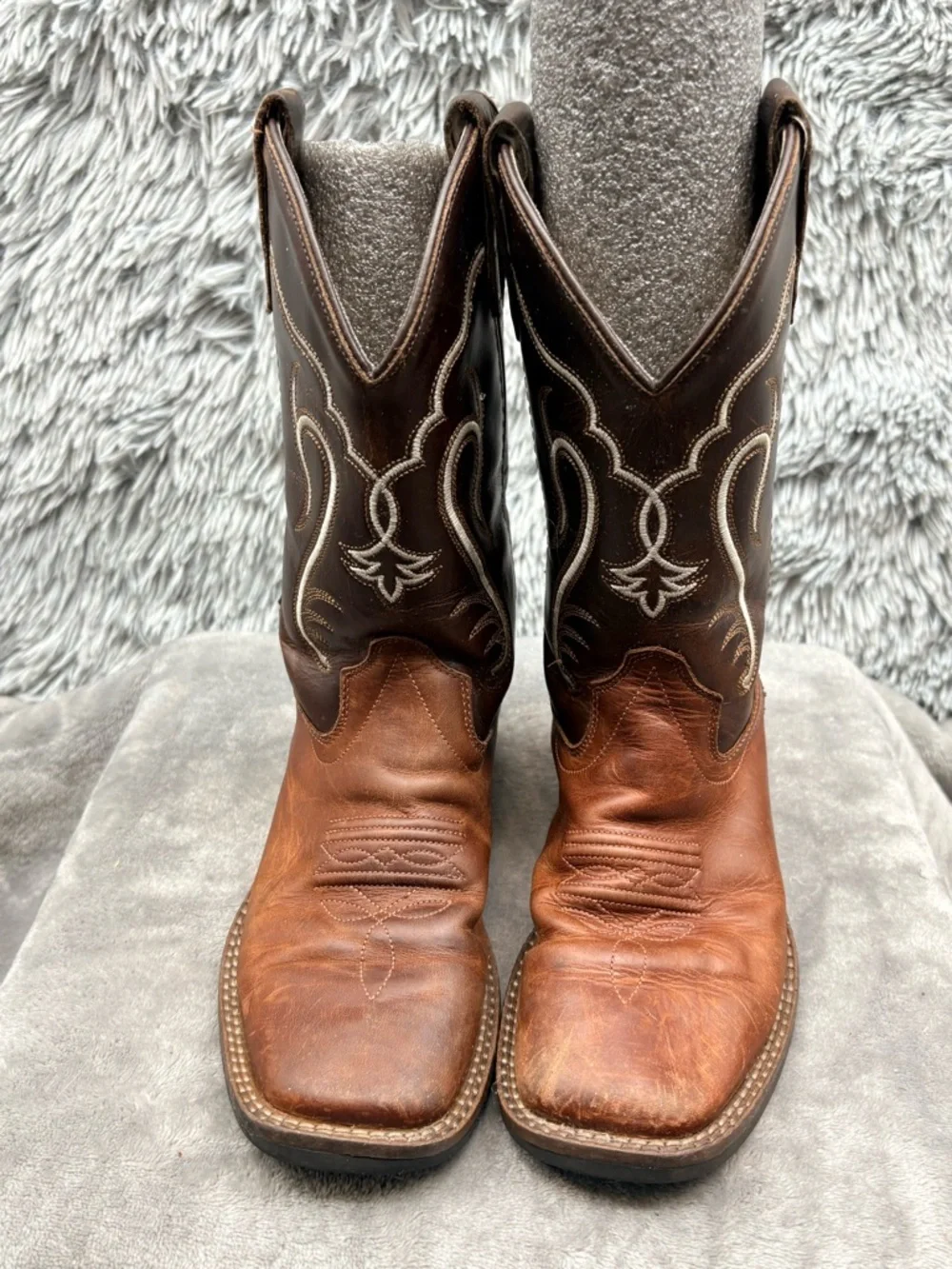 Old West Cowboy Boots Boys Size 2 Western Brown Square Toe Rodeo